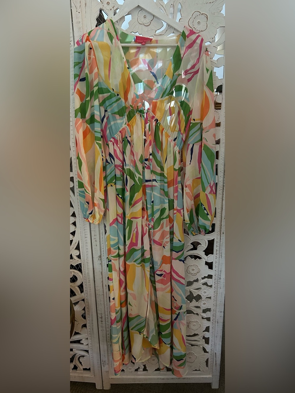 Vici Flying Tomato Tropical Print Maxi Cover-Up Dress in Pastel Multicolor - Picture 2 of 4